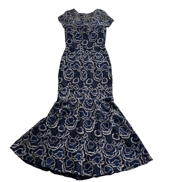 DAVID MEISTER FLORAL JACQUARD FULL LENGTH GOWN Women Size 2 - Picture 8 of 16